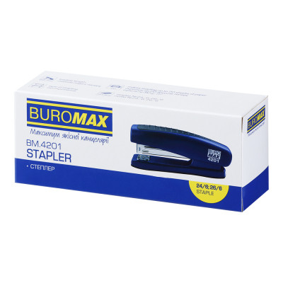 Степлер Buromax пластиковий, 20 аркушів, (скоби №24;26), 123 х 36 х 52 мм, сірий (BM.4201-09) Вінниця - фото 5