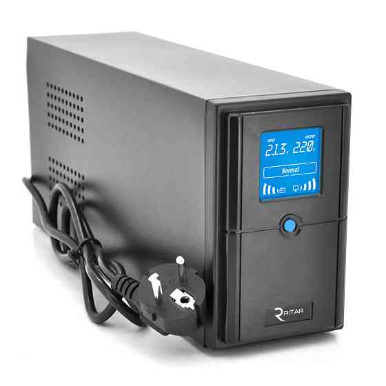 ДБЖ Ritar E-RTM1000 (600W) ELF-D, LCD, AVR, 3st, 3xSCHUKO socket, 2x12V7Ah, metal Case. Q2 (405*195*285)  10 кг (340*120*190) Київ