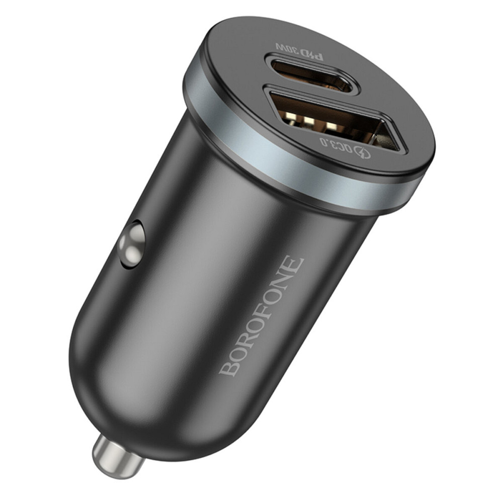 Автомобільний зарядний пристрій BOROFONE BZ22 Scenery dual port PD30W+QC3.0 car charger Black (6941991105180) Киев - изображение 2