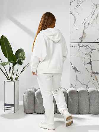 Жіночий теплий костюм-двійка: кофта та штани батал двосторонній фліс Полар Молочний, 50/52 Одеса