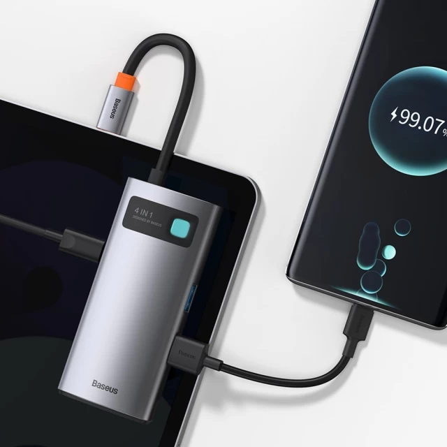 USB-хаб Baseus Metal Gleam Series 4-in-1 Multifunctional Type-C HUB Docking Station Gray（Type-C to HDMI*1+USB3.0*1+USB2.0*1+PD*1） Киев - изображение 9