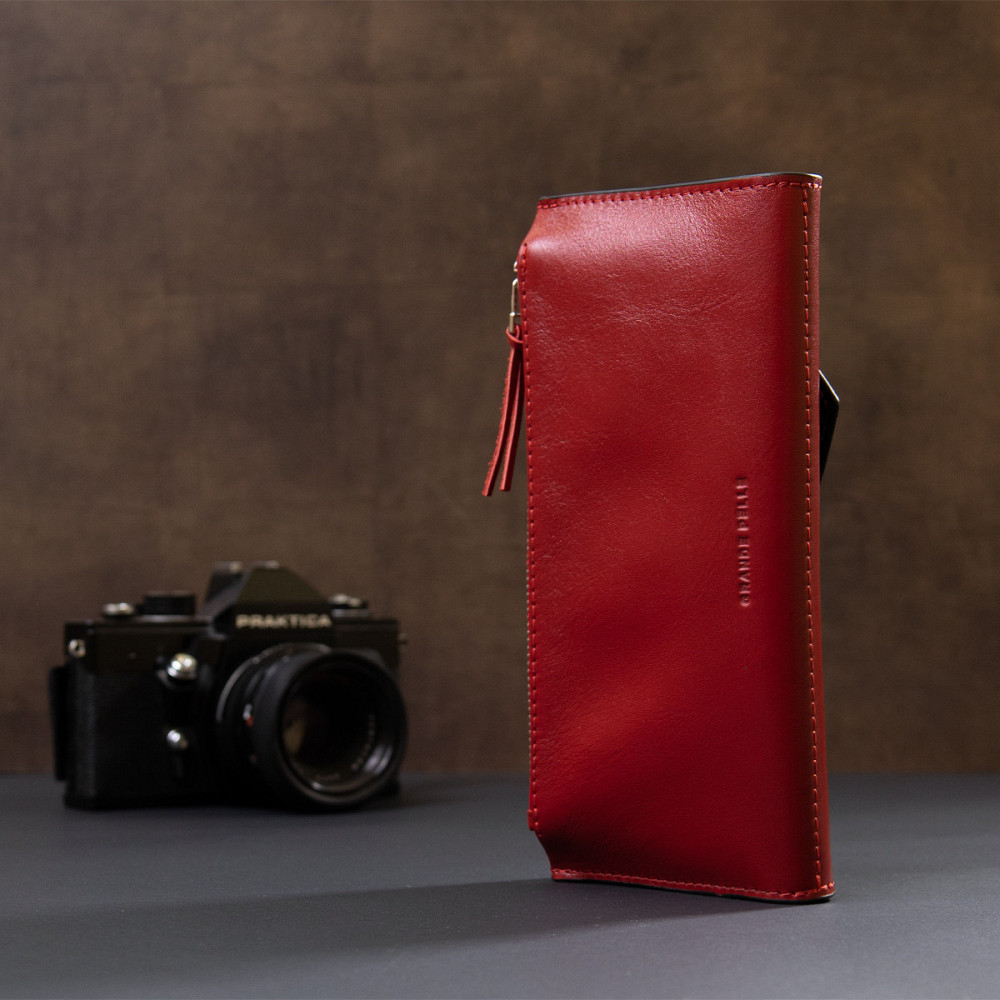 Жіночий місткий гаманець Червоний (GRANDE PELLE) Київ - фото 3