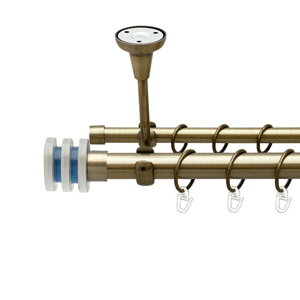 Карниз Orvit Акварія металевий дворядний відкритий до стелі гладка труба кільце металеве Антик 25\16 мм 160 см Львов - изображение 1
