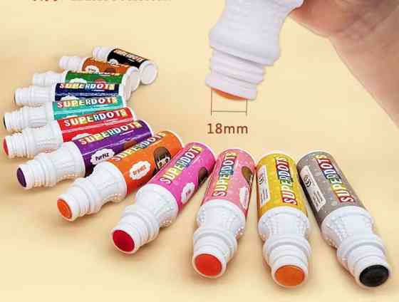 Набор пальчиковых маркеров DOT для творчества, точечные, пальчиковые краски для рисования и живописи на водной основе,12 цветов Каменец-Подольский