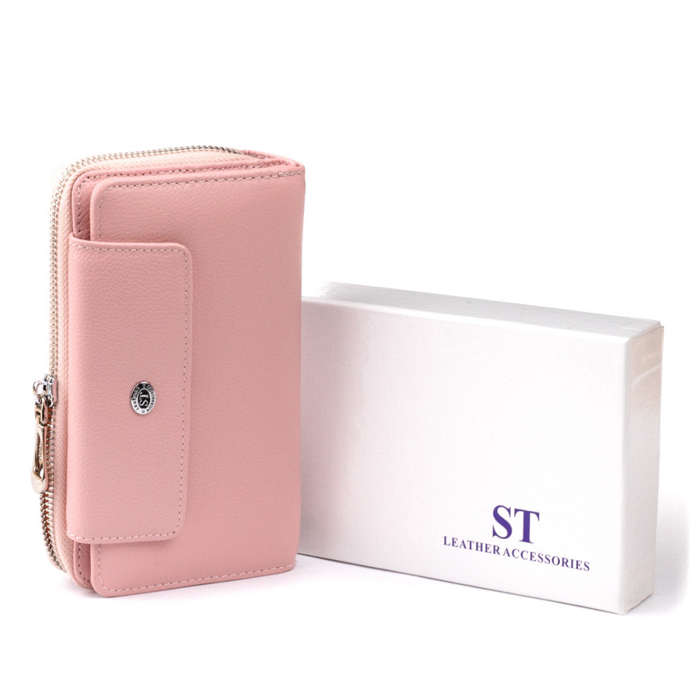 Кошелек из кожи на защелке ST Leather 19344 Розовый Киев - изображение 4