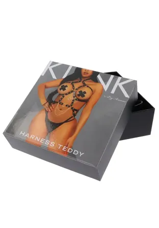 Портупея-тедді з екошкіри Leg Avenue Heart ring harness teddy L Black, підвіска-сердечко, ланцюги Львів