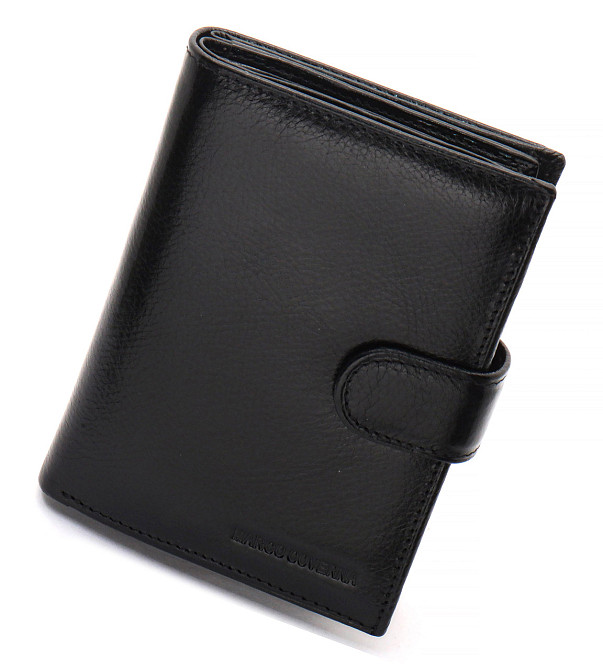Чоловічий гаманець з натуральної шкіри. Шкіряний гаманець чоловічий портмоне зі шкіри Чорний Marco Coverna Київ - фото 3