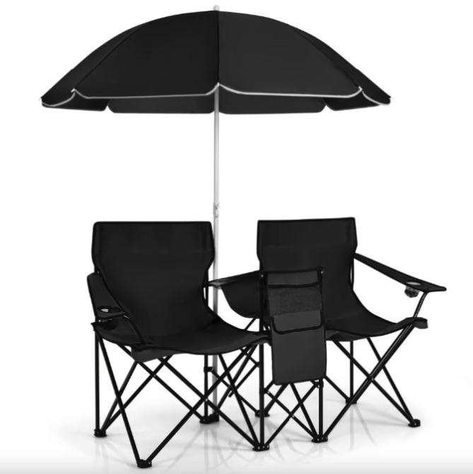 Комплект розкладних стільців Costway Parma з парасолькою чорний Киев - изображение 5