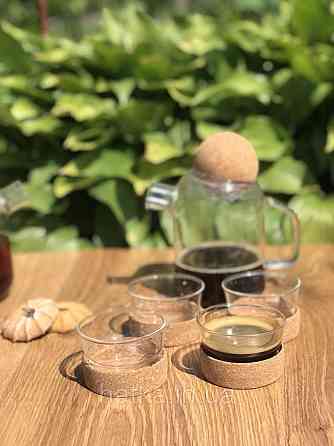 Набір чашок для кави Olens "Button" 4 шт 75 мл скляна чашка з корковою вставкою Київ