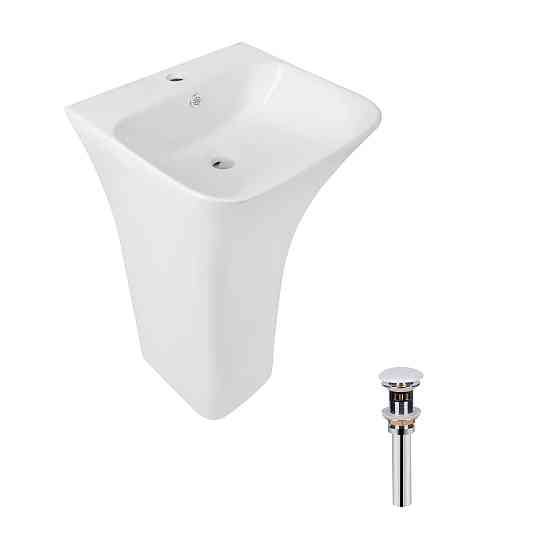 Комплект Qtap Crow: Раковина підлогова моноблок 445x420x840 мм White + Донний клапан PU02O Київ