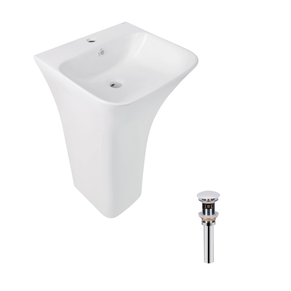 Комплект Qtap Crow: Раковина підлогова моноблок 445x420x840 мм White + Донний клапан PU02O Київ - фото 1