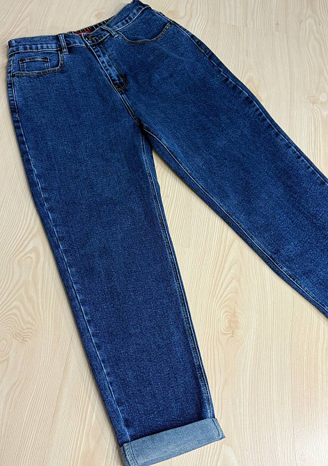 Джинси жіночі Vanver 8229 Mom великі розміри з резинкою на талії сині, синій, З4, 34, 88 см, 120 см Київ - фото 15