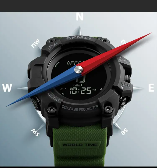 Cпортивные часы Skmei 1356 Compass с компасом ударопрочные (Зеленые) Винница - изображение 9