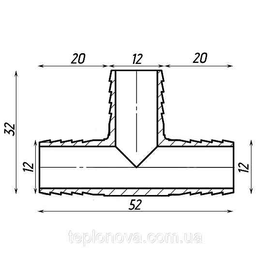 Трубка сполучна потрійна нікельована 12 мм х 12 мм х 12 мм штампована А05404А (нк) VA Чернівці
