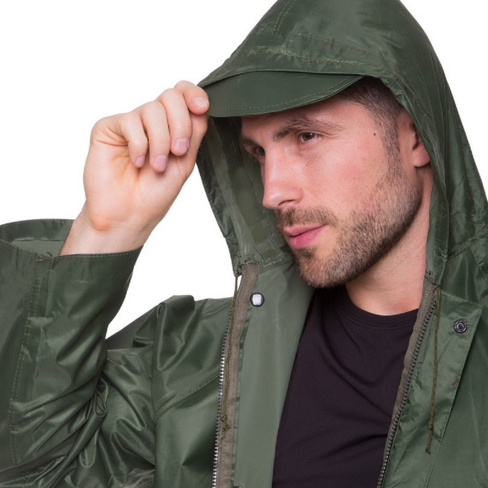 Плащ-дождевик ПВХ на молнии и кнопках размер L-XL оливковый Киев - изображение 4