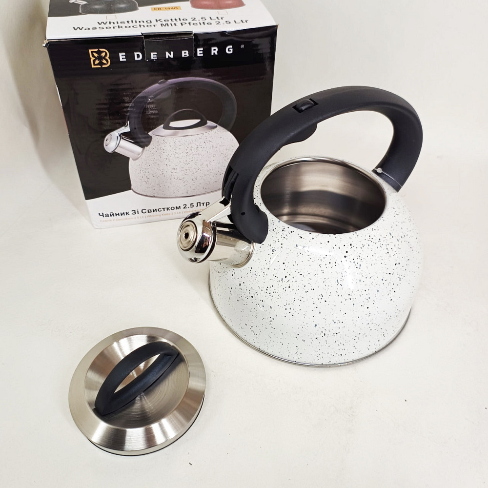 Кухонний чайник газовий Edenberg, Функціональний чайник зі сталі зі свистком Гарний для плит UN-91 Львів - фото 7