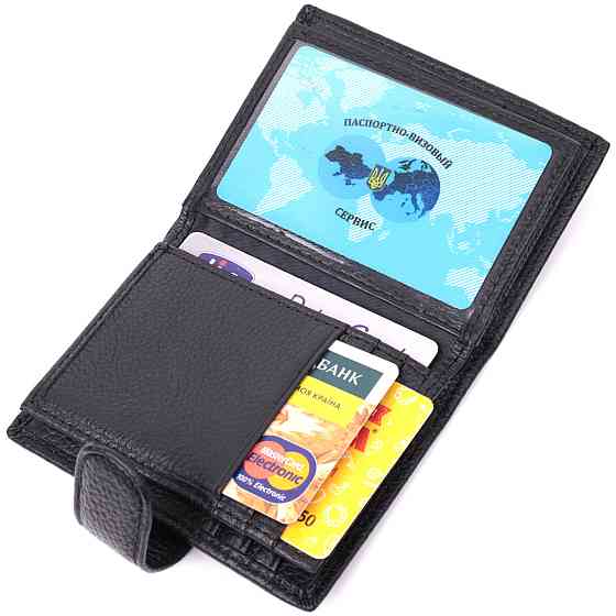Надійна візитниця з натуральної шкіри ST Leather 22469 Чорний Київ