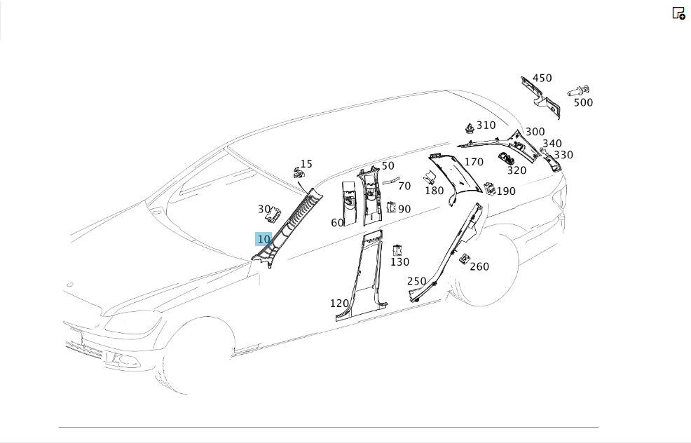 Mercedes-Benz  A2046902126 7K95 Обшивка стійки "А" ліворуч сіра C-Class W204 C-Class Estate S204 Одеса - фото 2