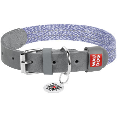 Нашийник для тварин WAUDOG Classic зі шкіри та відновленої бавовни L 25 мм х 38-49 см сірий (589311) Вінниця - фото 1