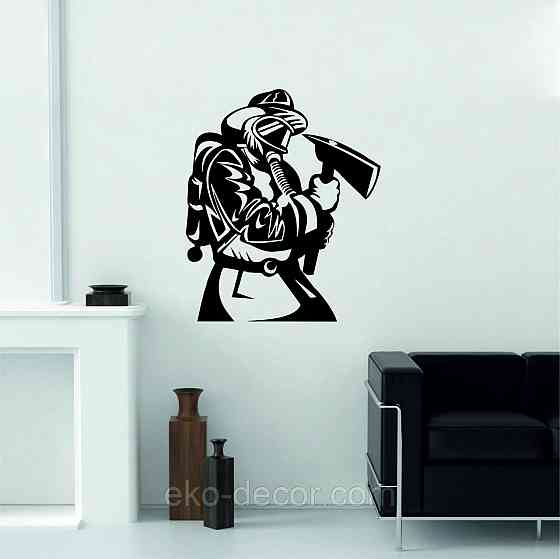 Декоративное настенное Панно «Пожарник» , Декор на стену 90*75 см, Черный Киев