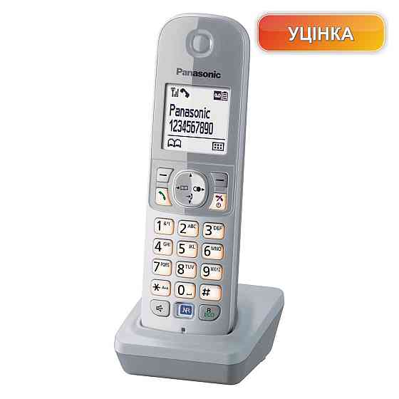 Бездротова додаткова трубка Panasonic KX-TGA681EXS перлинно срібляста дисплей 1.8'' зарядна підставка сумісність KX-TG68xx Київ