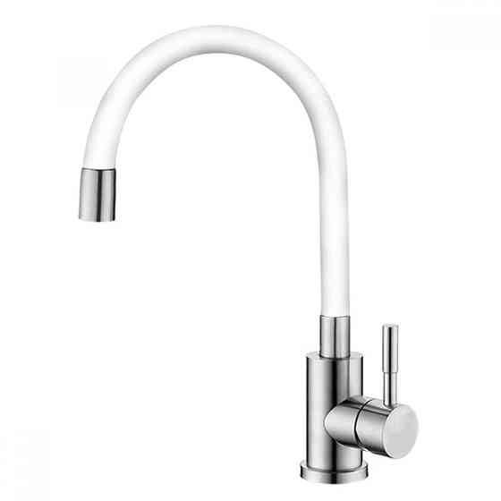 Смеситель для кухни MIXXUS SUS-011 REFLECTOR WHITE, с силиконовым гусаком, с нерж. стали, белый Харьков