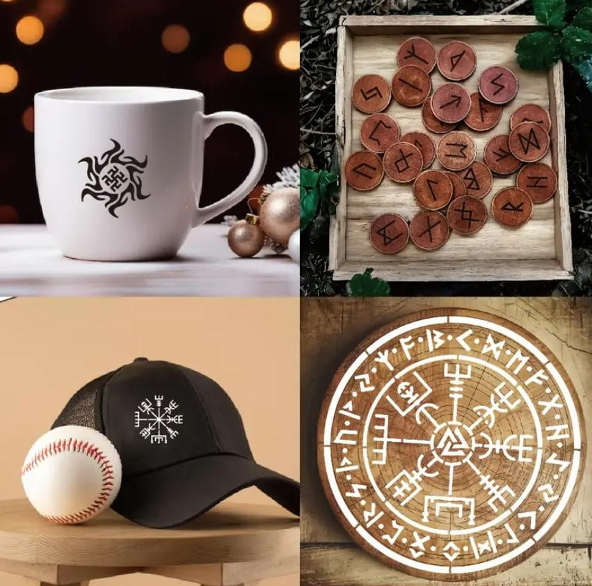 Набор из 4 многоразовых трафаретов рунической письменности, 15см, для росписи кельтского алфавита,Ve Киев - изображение 4