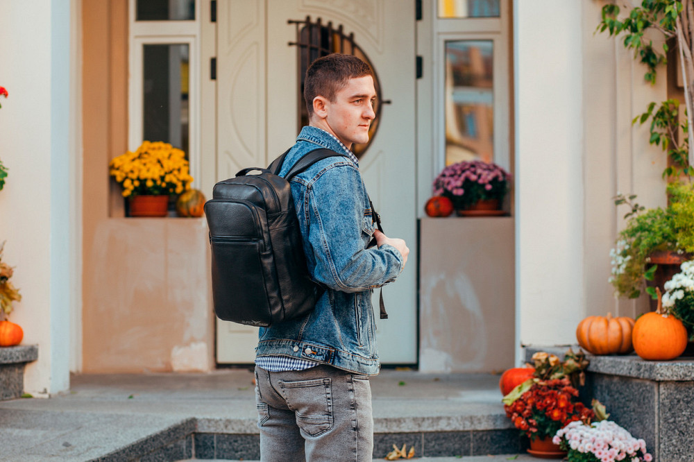 Шкіряний міський чоловічий рюкзак класичний чорний з натуральної шкіри якісний Tiding Bag Київ - фото 4