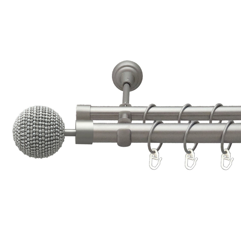 Карниз Orvit Карера металевий дворядний відкритий гладка труба кільце металеве Сатин 25\19 мм 300 см Львов - изображение 1