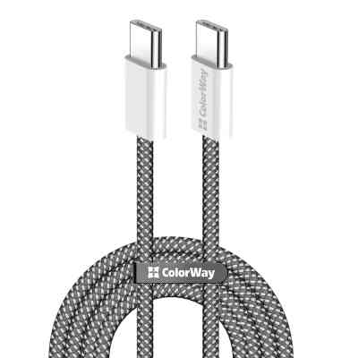 Дата кабель USB-C to USB-C 2.0m (braided cotton) (PD Fast Charging 60W) 3.0А black ColorWay (CW-CBPDCC068-BK) Вінниця