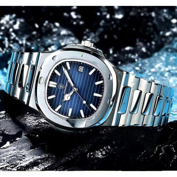 Мужские наручные часы Poedagar Great (Серебристые с синим) Киев - изображение 8