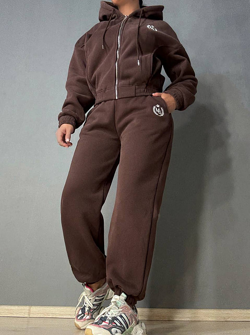 Костюм женский Joy One 80990 утепленный на флисе худи с брюками коричневый, коричневый, XL Киев - изображение 16