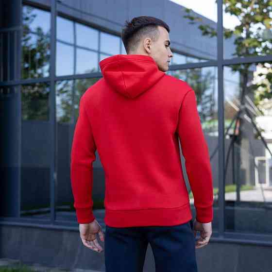 Тепле чоловіче худі на флісі з капюшоном червоне Pobedov 007 ЗИМА Київ