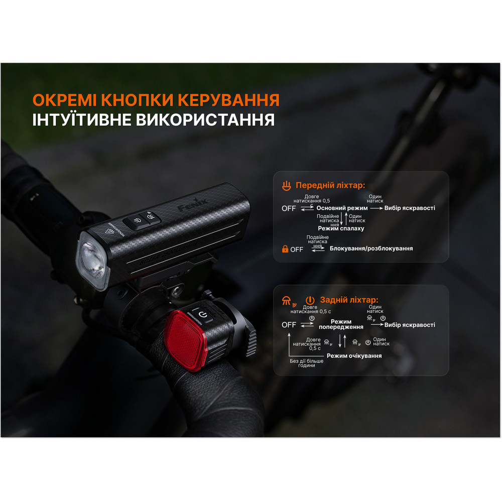 Комплект велосипедных фар Fenix BC28R (передняя + задняя) Винница - изображение 9