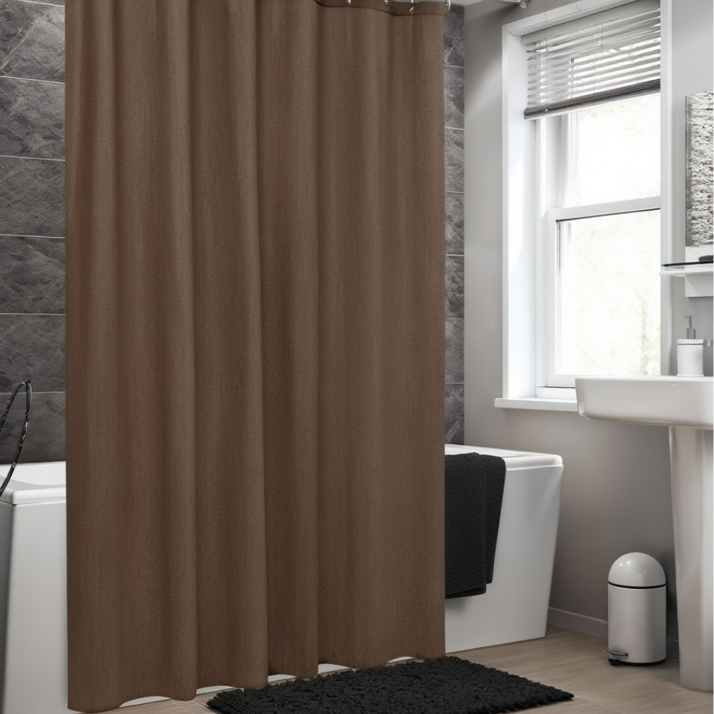 Шторка для ванной комнаты и душа Bathlux 180 x 180 см водонепроницаемый полиэстер штора занавеска в ванную, коричневая Каменец-Подольский - изображение 6