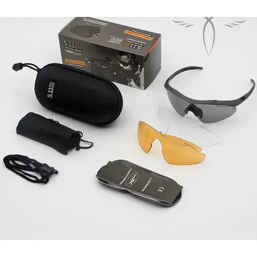 Очки тактические 5.11 Aileron Shield 3 сменных линзы + чехол (Черный) Киев