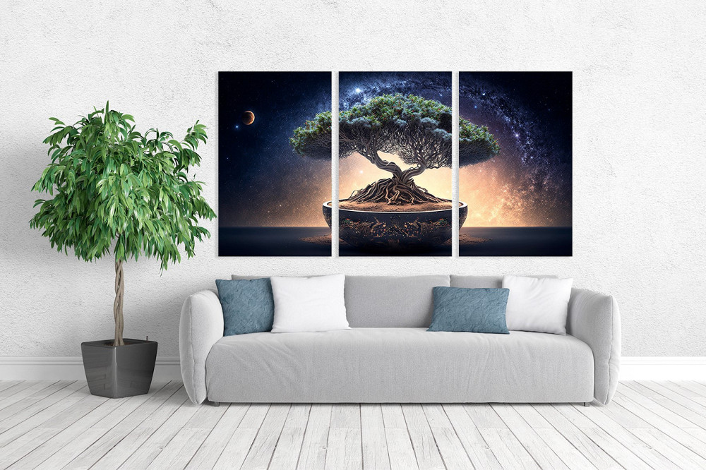 Модульна картина у вітальню/ спальню Дерево Бонсай ART-099_3A 70х130 см Київ - фото 2