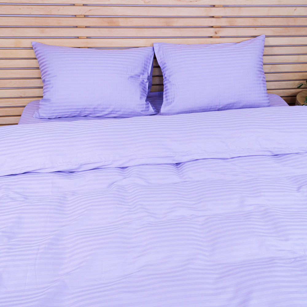 Постільна страйп сатин комплект двоспальний 125 г/м2 YouStar (Лавандовий) 2 х 70х70 Суми - фото 1