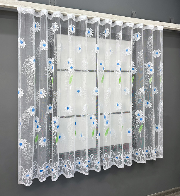 Короткая тюль, высота 1,5 м., жаккард цвет белый 1898т Киев - изображение 1