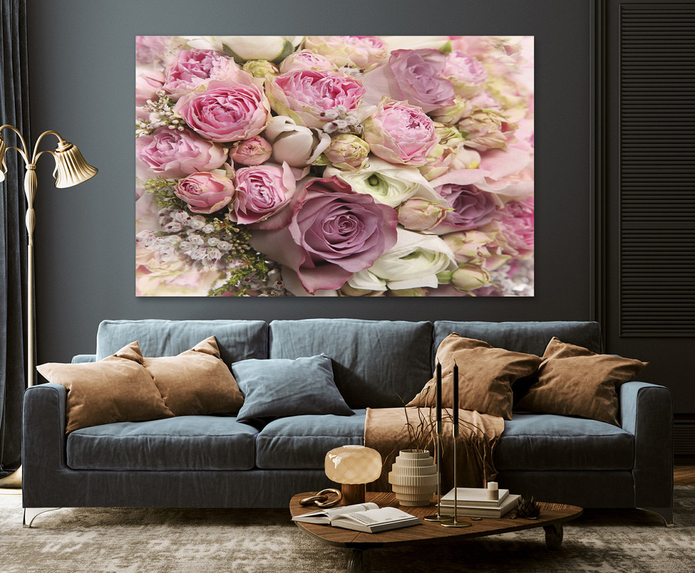 Картина полотно у вітальню / спальню     Рожеві троянди      MLP_246 ( 60х30см ) 70x140 см Київ - фото 3