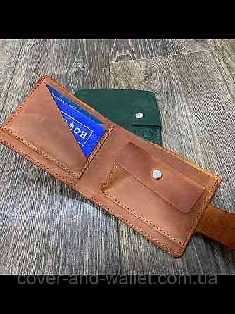 Коричневый мужской кошелек из натуральной кожи ручной роботы GP Leather Киев