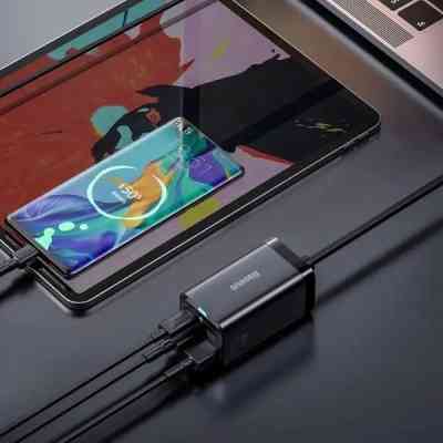 Зарядное устройство Baseus 2xUSB-C 65W + 2xUSB GaN + cable USB-C to USB-C 100W 1.0m black (CCGP040101) Винница