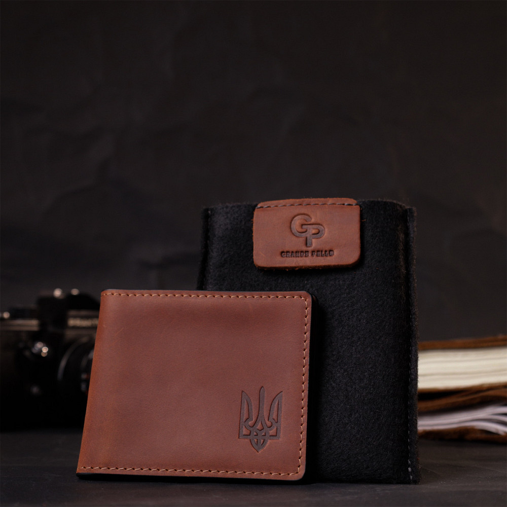 Кожаная обложка на удостоверение участника боевых действий GRANDE PELLE 11663 Коричневый Киев - изображение 10