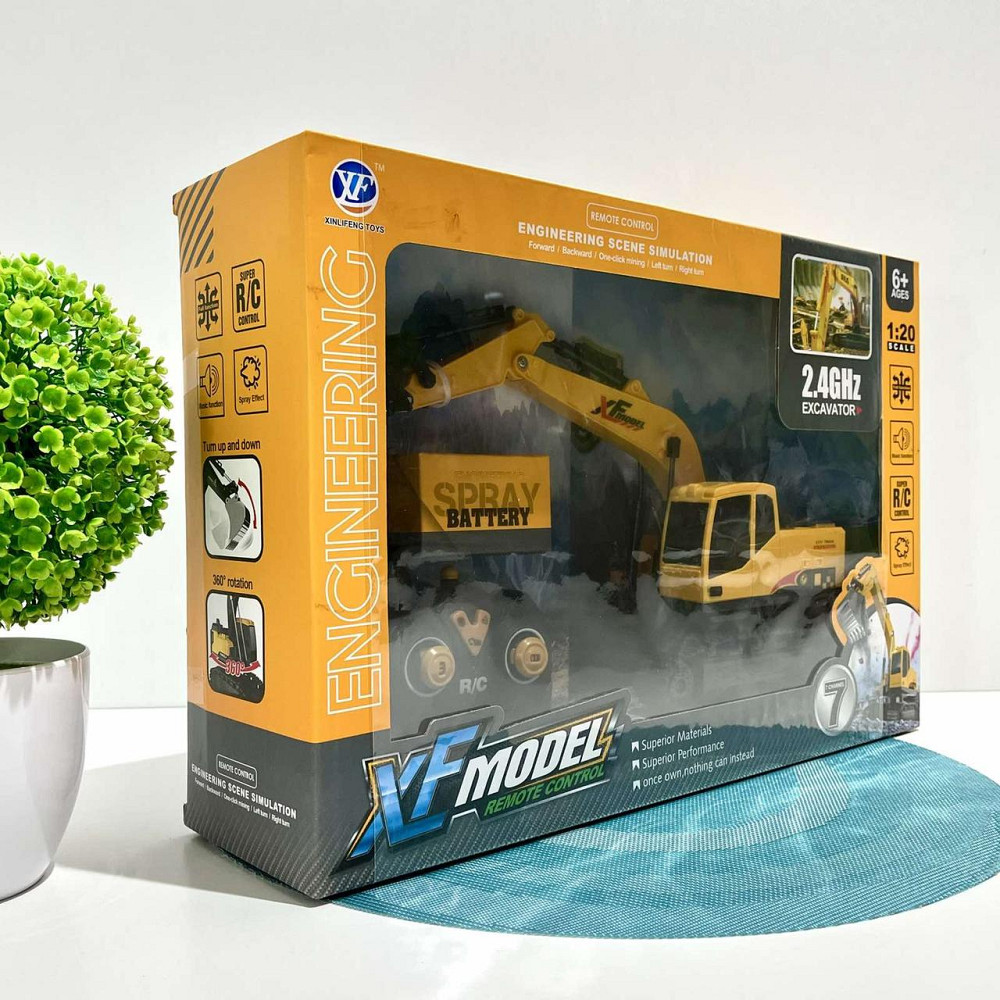 Екскаватор гусеничний на радіокеруванні 30см світло пара/дим рухомий ківш Жовто-чорний (789-410B) Чернігів - фото 5