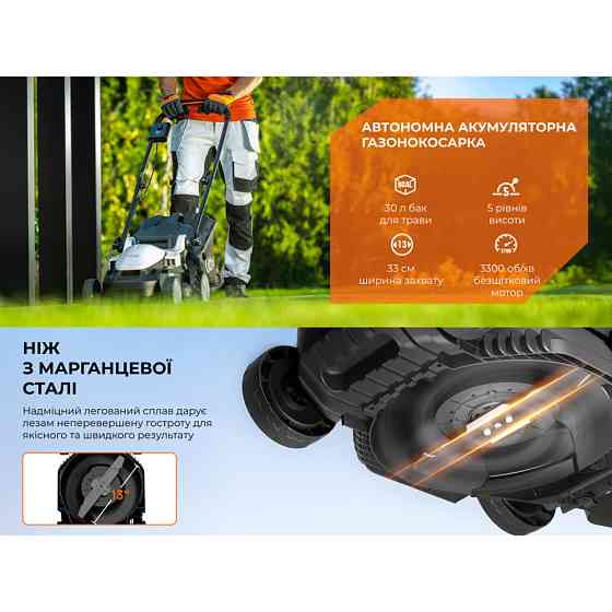 Акумуляторна газонокосарка Litheli, живлення від павербанку (УМБ Litheli Power Bank 20000 mAh, 45 W, 4А, 1 шт в комплекті) Київ