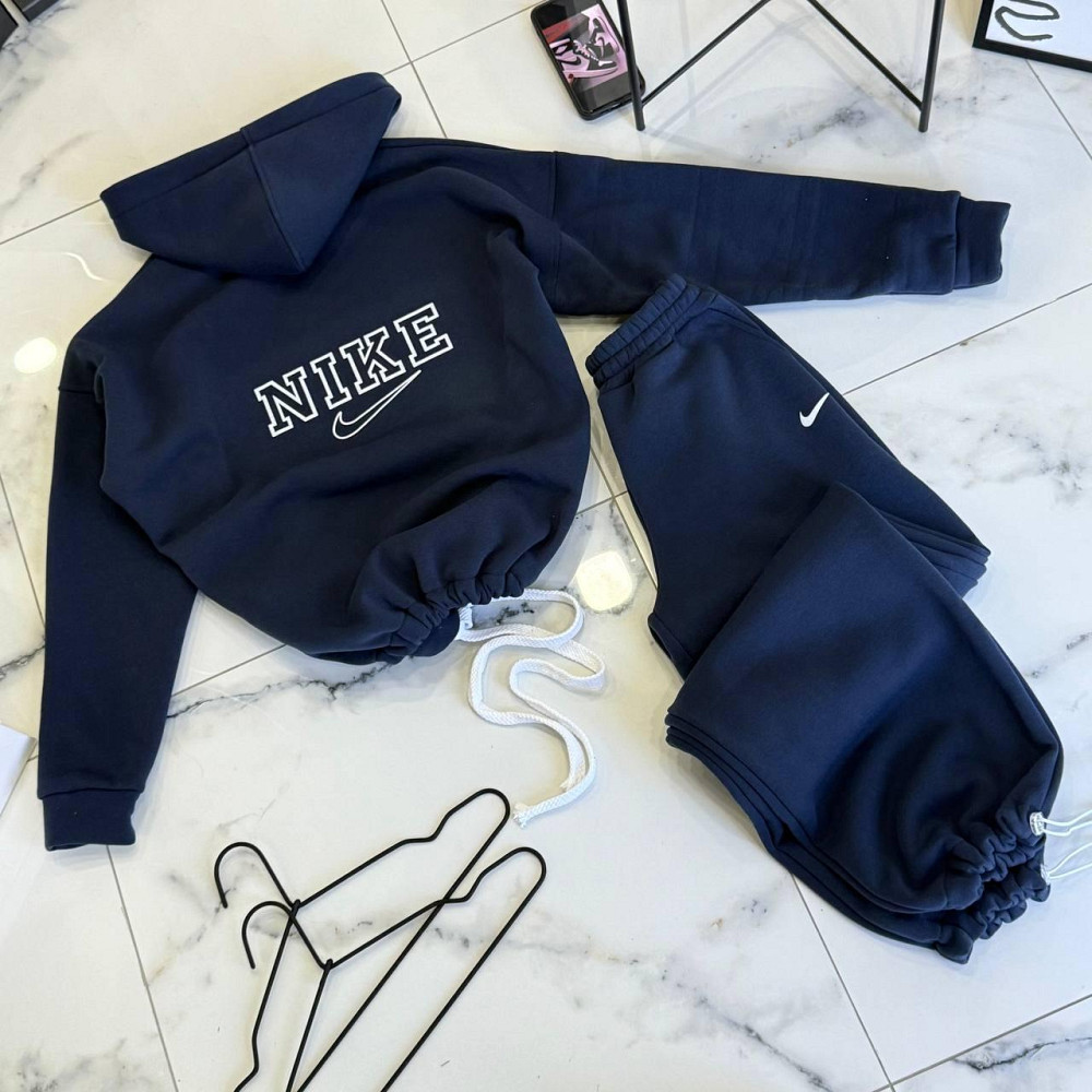 Женский утепленный прогулочный костюм двойка в спортивном стиле трехнить на флисе Синий, 42/46 Одесса - изображение 3