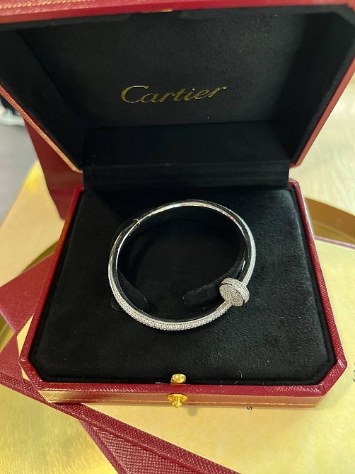 Cartier розкішний браслет цвях | Розсип цирконів по колу | Покриття біле золото, проба AU 750 Одеса - фото 12