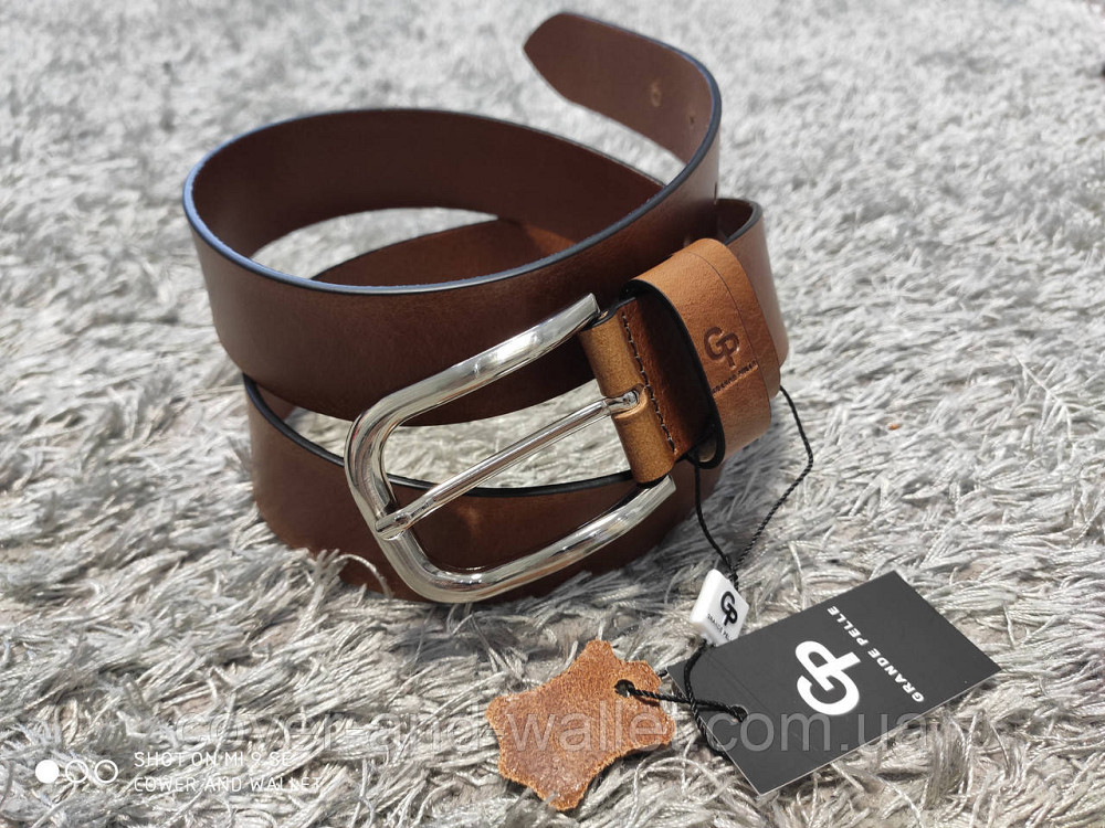 Стильный мужской ремень из натуральной кожи рыжего цвета 40мм Grande Pelle Киев - изображение 4