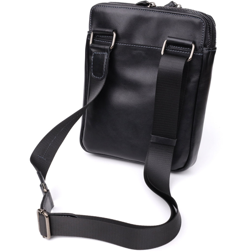 Красивая мужская сумка через плечо из гладкой натуральной кожи Черный (SHVIGEL) Киев - изображение 10