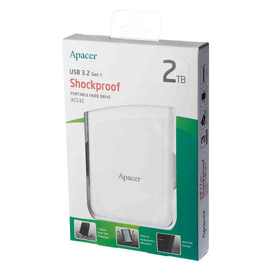 Зовнішній жорсткий диск PHD External 2.5'' Apacer USB 3.1 AC532 2TB White Київ